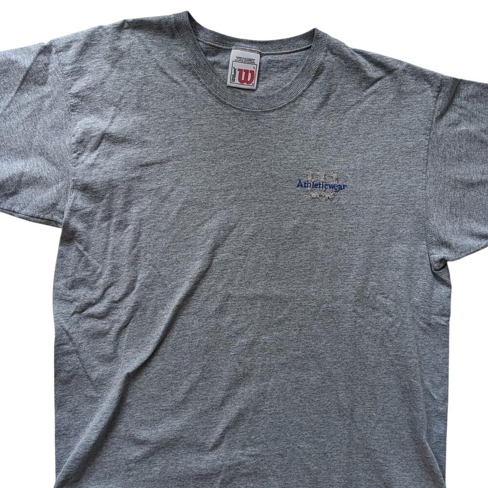 Vintage Gray Gym Weightlifting Wilson's 90s Athletic Wear Grey Shirt Embroidered